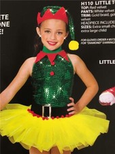 DANCE COSTUME CHRISTMAS PIXIE ELF PAGEANT SKATE PARADE JAZZ TAP