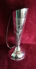 Beautiful Vintage Silver Bud Vase, jug with Reindeer Etching and Planished Base