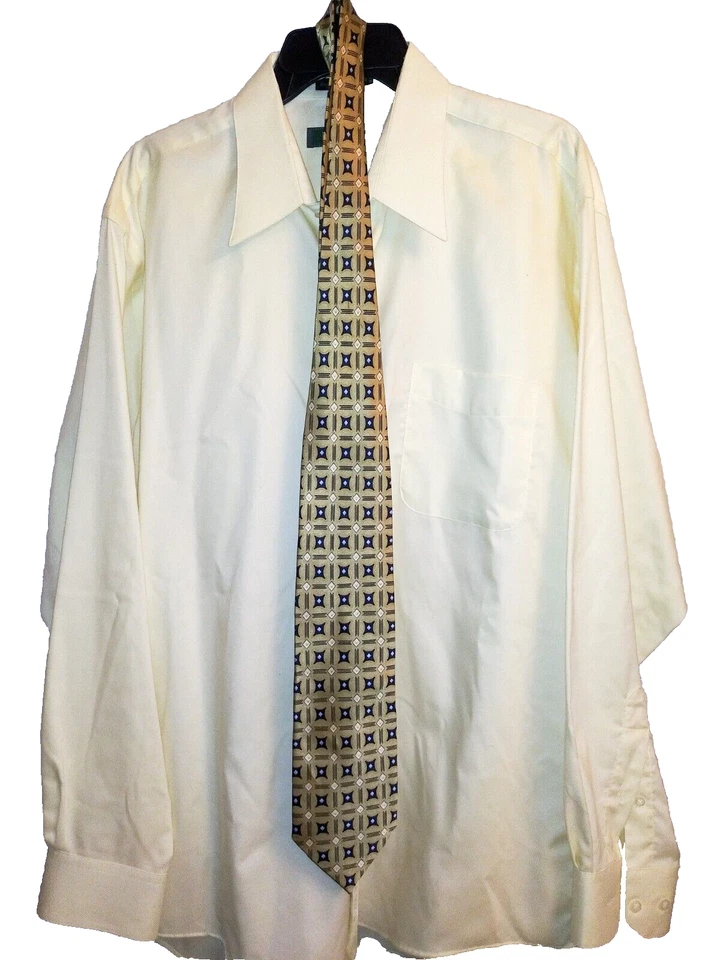 Hombre Daniel Gris Talla 16 1/2 * 34/35 Manga Larga Amarillo Vestido Camisa con Corbata Foto 2 de 4