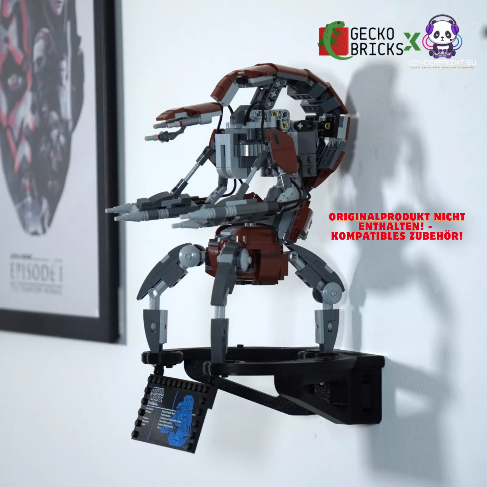 Wandhalterung Halter Display Halter passend für LEGO® Star Wars Droideka™ 75381