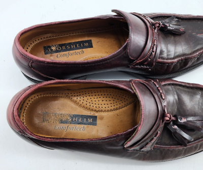 Florsheim Comfortech Burgundy Leather Tassel Loafer Shoes 
