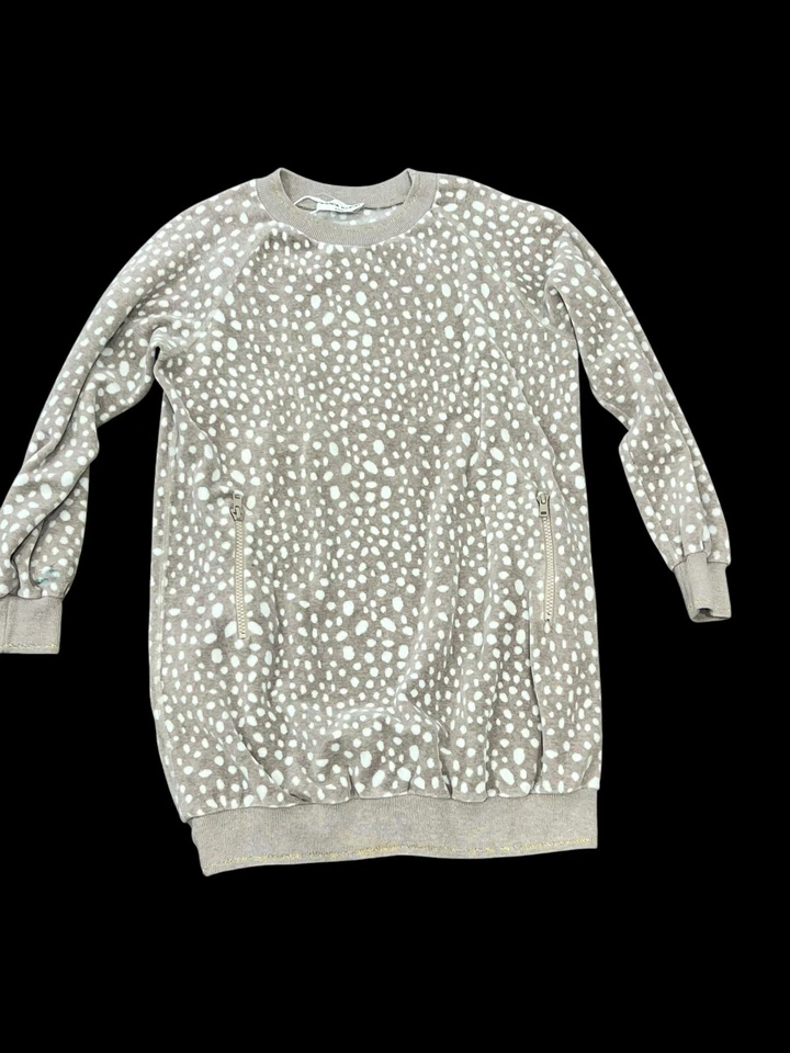 GIRL'S SONIA RYKIEL VELOUR SOFT GRAY SPOTTED SWEATER DRESS LONG SLEEVE SZ 10 - Image 2 of 4