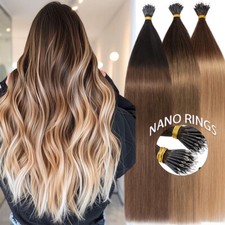 Ombre Nano Ring Tip 100 Remy Human Hair Extensions Thick Micro Loop Beads 150G