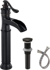 Vessel Bathroom Sink Faucet Waterfall Spout Oil Rubbed Bronze Single Handle&Hole