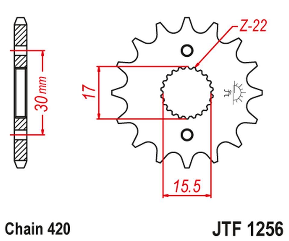 Pignon avant JT 16 dents pour supprimer l'usure de chaîne Honda XR 50