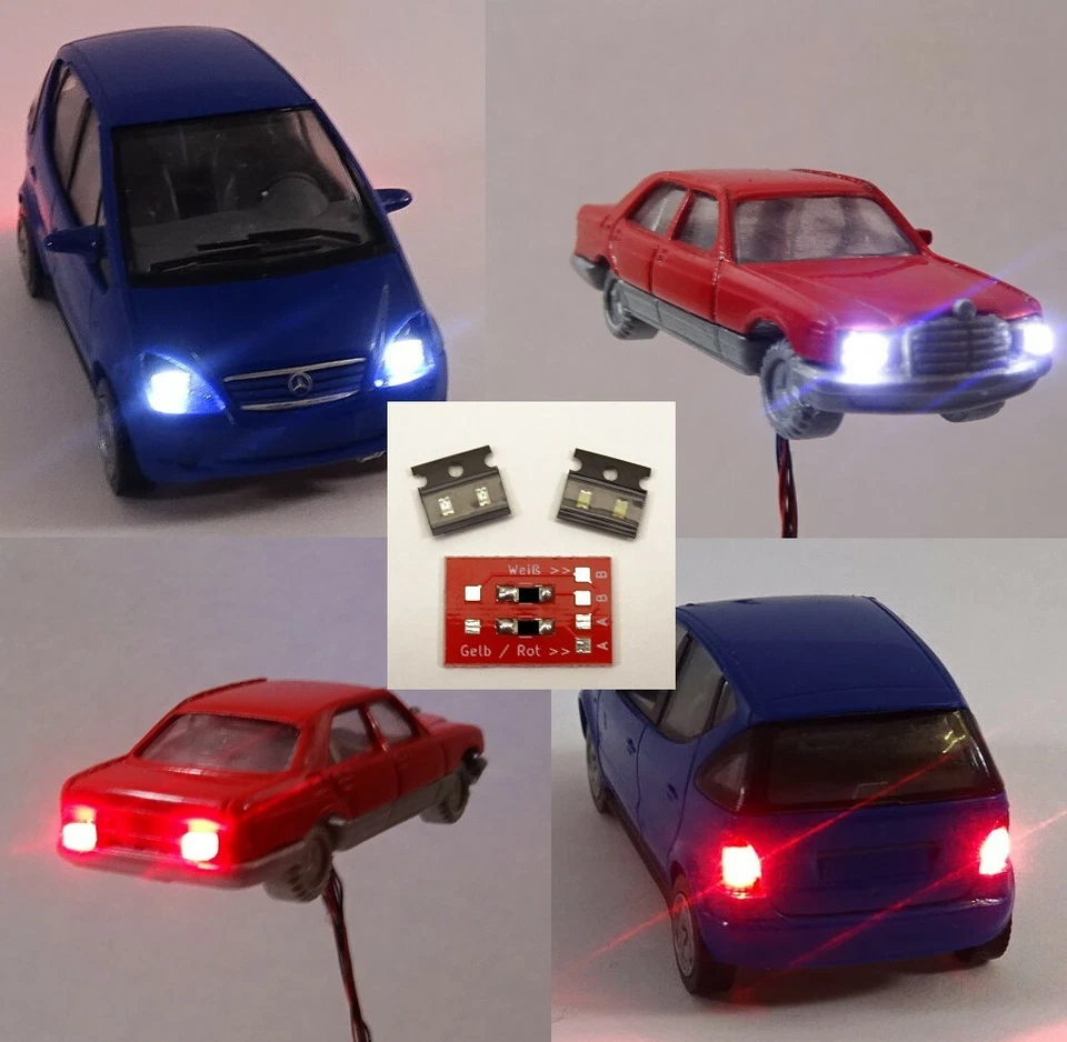 SABENNE-MODELLBAU Beleuchtungsset Weiß/Rot 5-teilig als Bausatz mit Anschluss-Modul Spur H0/TT/N