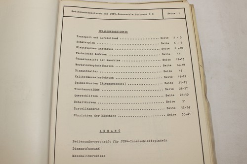 Betriebsanleitung - Innen-Schleifautomat Schleifmaschine - JUNG - C8 - 1960 - Bild 2 von 3