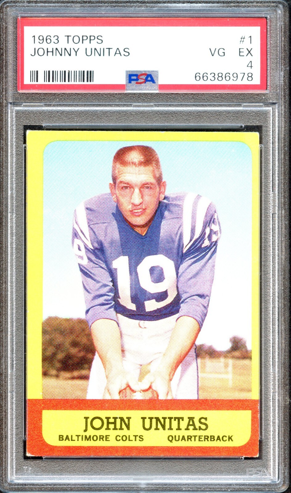 FB - 1963 Topps - #1 - Johnny Unitas - PSA 4 - VG-EX