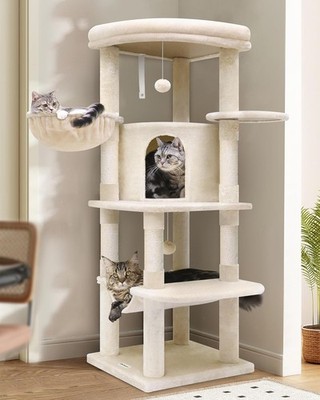 Globlazer Kratzbaum Große Beige, Kratzbaum Stabil Ecke mit Groß Katzenhaus