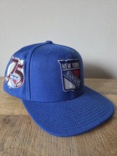 New York Rangers 75th Anniversary Patch Mitchell & Ness Fitted Cap Size 7 1/2