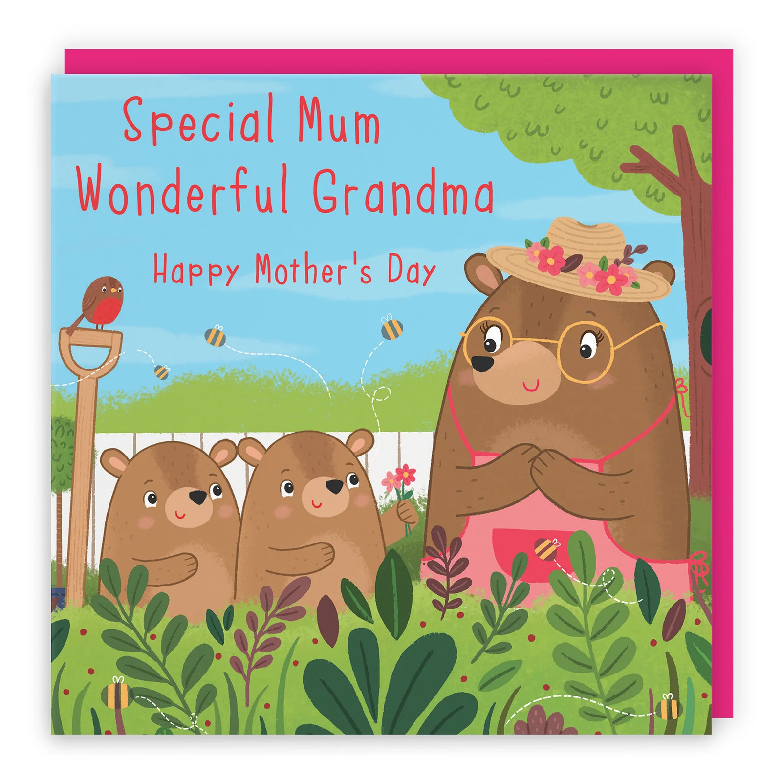 Combined Mum And Grandma Mother's Day Card Cute Gardening Bears