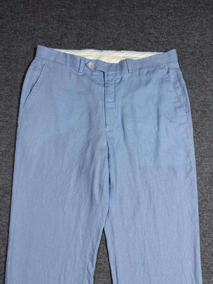 Pantalones de lino Lauren Ralph Lauren para hombre de ajuste clásico 34W x 28L azul cielo claro Foto 2 de 4
