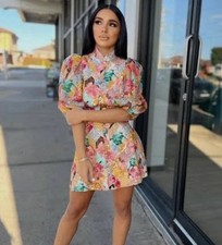 ZIMMERMANN Tempo Kaleidoscope Floral Belted Linen Mini Dress Size 2 / AU 12 US 8