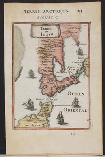 ESO HOKKAISO JAPAN 1683 MANESSON MALLET UNUSUAL ANTIQUE COPPER ENGRAVED MAP