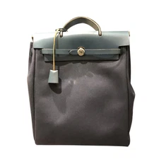 HERMES Aile Bag PM Navy Toile/Vache Hunter Shoulder Bag Silver Hardware #OK3128