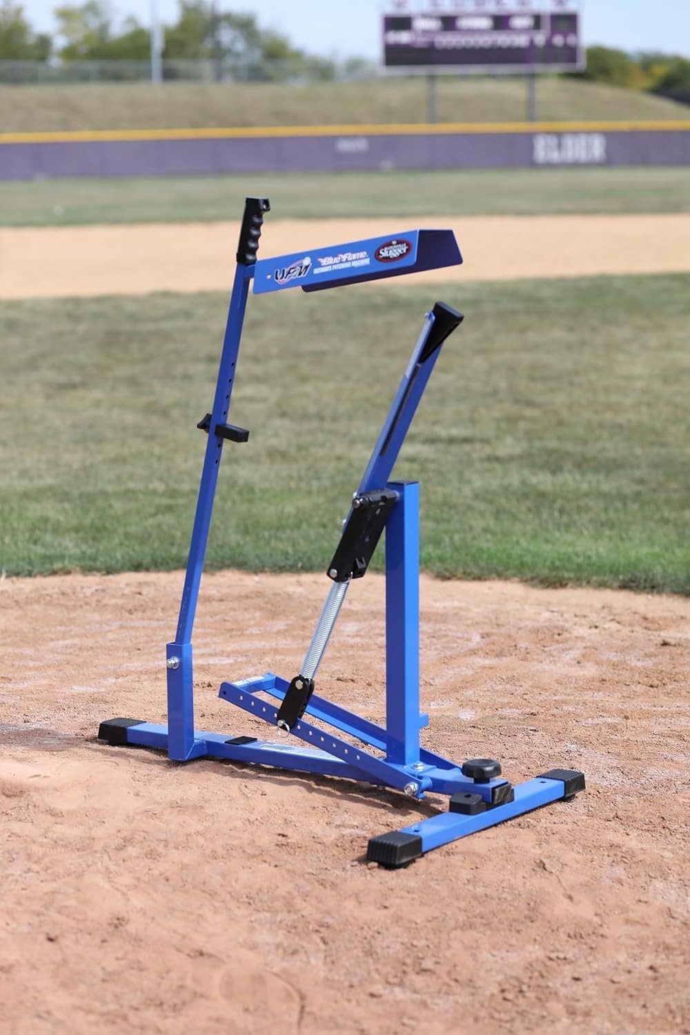 Versatile Blue Flame Pitching Machine - Throws Hard Balls