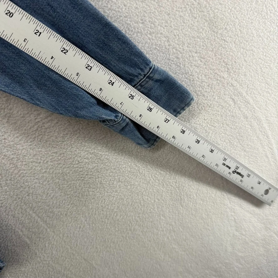 Camisa Vaquera Levis De Colección Para Hombre Pequeña Azul Naranja Pestaña Hecha en EE. UU. 60665 1117 AÑOS 80 Foto 4 de 4