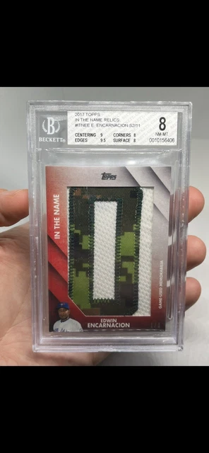 2017 Topps In The Name Relic Letter Patch 1/1 Edwin Encarnacion Blue Jays BGS 8