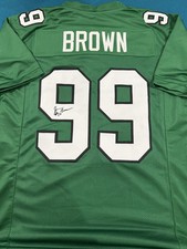Jerome Brown Facsimile Autographed Phila Eagles Custom Reprint Jersey Size XL