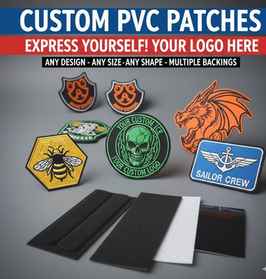 Custom 3D Rubber PVC Patches Fully Personalized - Iron On / Sew On / Hook & Loop