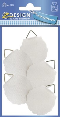 AVERY Zweckform 3731 Picture Hangers for Gluing 5 Pieces (Diameter 40 mm White S
