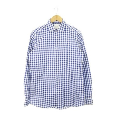 Paul Smith Men's Long Sleeve Gingham Check Cotton Shirt Blue Cufflinks, Floral