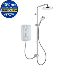 Mira Jump Dual Twin Head Handset Electric Shower 10.5kw White Chrome Bathroom