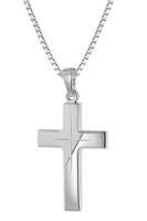 Trendor Schmuck Silber Herren-Halskette Mit Kreuz-AnhäNger 63607