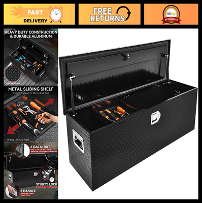 #ad Heavy Duty Aluminum Truck Bed Tool Box 49quot; with Sliding Shelf Diamond Plate Lo $229.99