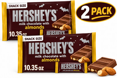 (2 Pack) Hershey's Milk Chocolate with Almonds Snack Size Halloween Candy Bag 10
