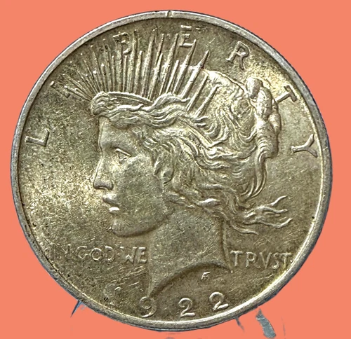1922-S USA Peace Dollar - 90% Silver -AU