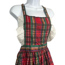 Vintage Plaid Apron One Size 60's Full Knee Length Cottage Rustic