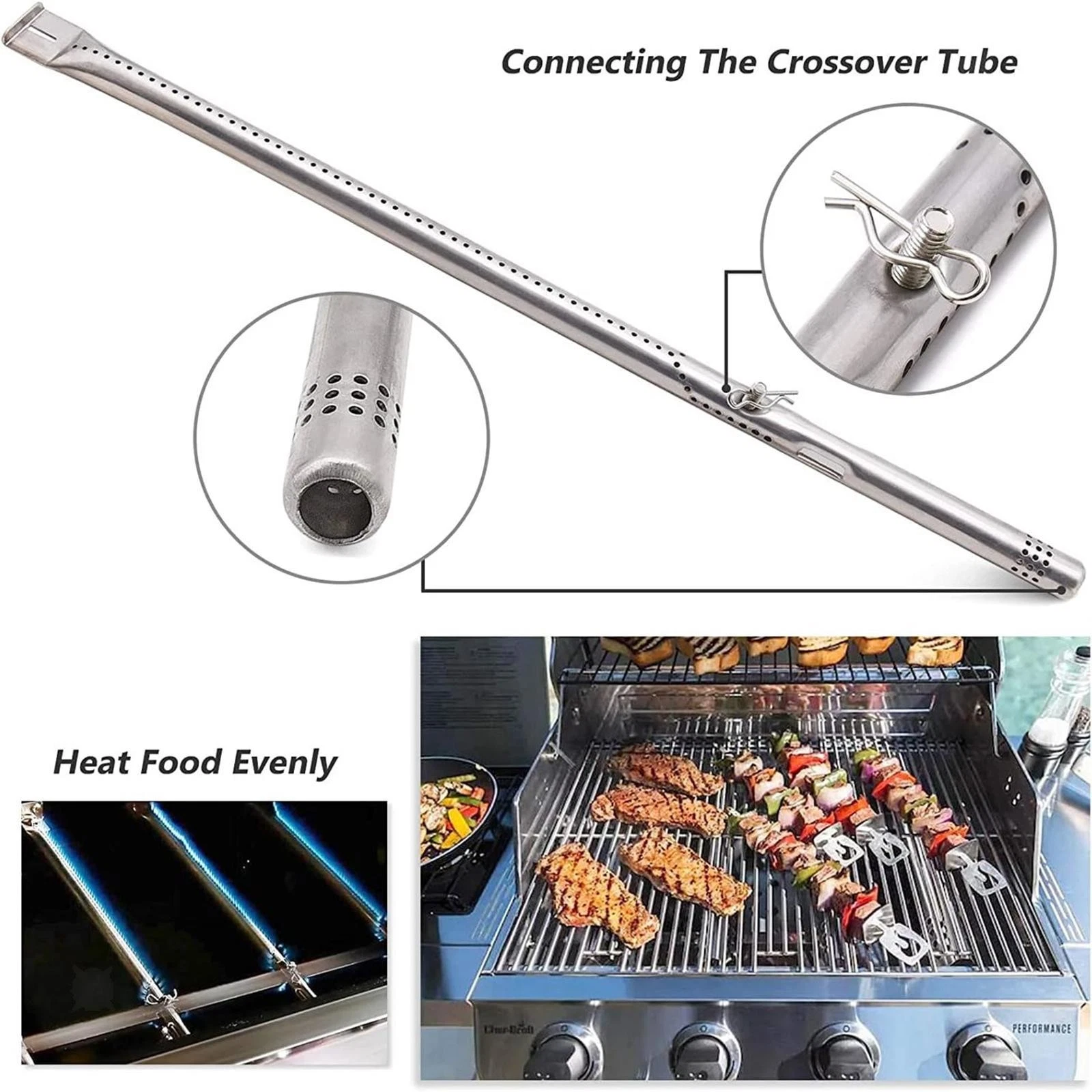 4x Grill Burner Tubes BBQ Replacement Portable Searing Burner Tubes for Camping