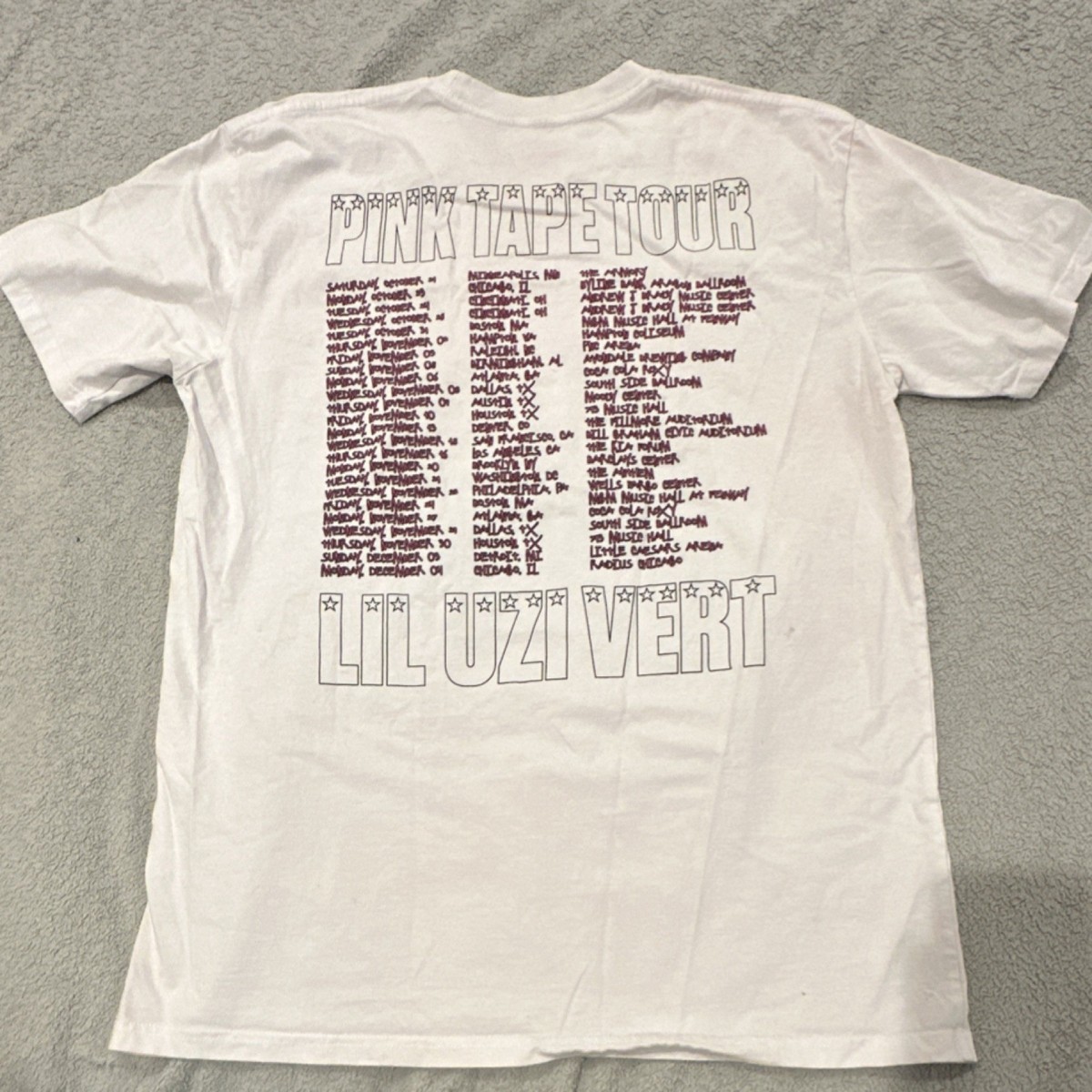 PINK Lil Uzi Vert Pink Tape Tour Men's XL Graphic Print White