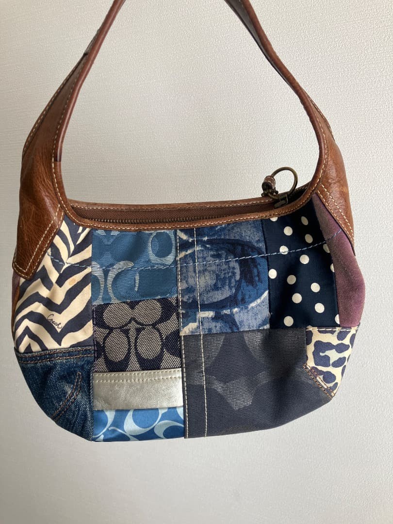 COACH One Shoulder Patchwork Denim Signature 10807 - image 2