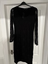 Peaches & Cream Black Lace Bodycon Dress Size 16 New with Tags Has Stretch