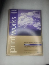 PrintWorks Burlington Glossy Ultra Premium Photo Paper 20 Sheets 8.5” x 11” NEW