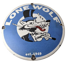 Letrero vintage de lobo solitario - servicio de porcelana de gas Rockabilly Hot Rod letrero aduanero