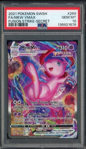 2021 Pokemon SWSH Fusion Strike Secret #269 FA Mew VMAX PSA 10 GEM MINT