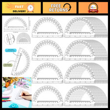 200 Clear Plastic Protractors - 180 Degree, 6 Inch, Bulk for Classroom Office