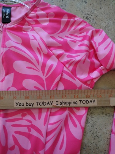 HURLEY Rash Guard Swimsuit Women's L Pink Floral Long Sleeve Zip Front Beach - Picture 8 of 10