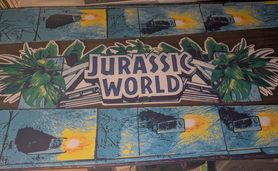 RARE 3 piece Jurassic World Store Display Cardboard Signs 50x13 Inches Universal