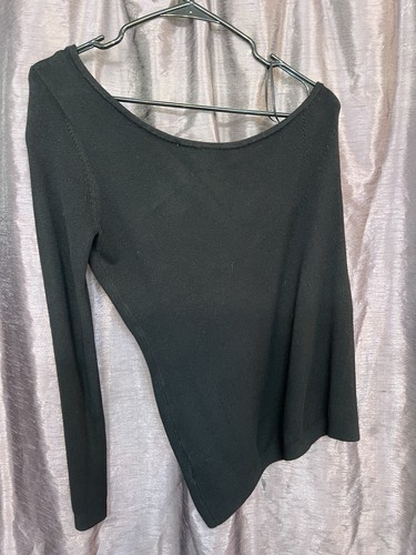 Guess One Shoulder Strap Black Asymmetrical Stretch Sweater Women’s Size Large - Picture 3 of 9
