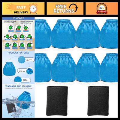 8 Pack Cloth Filters + 2 Pack Foam Filter Kit for 1.5-3.2 Gallon Wet/Dry Vacuums