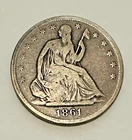 1861 Seated Liberty HALF DOLLAR Silver coin - Civil War First Year