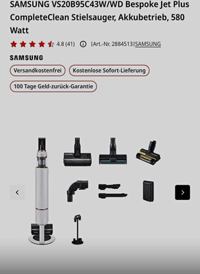 Samsung Bespoke Jet Plus CompleteClean Stabstaubsauger kabellos 580W weiß Set
