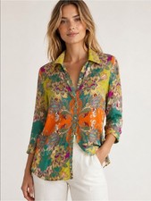 Robert Graham Multicolor Paisley Button-Down Shirt - Green, Orange, Teal