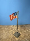 VINTAGE MARX FORT APACHE STOCKADE 20 STAR TIN FLAG W/POLE & BASE
