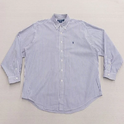 Ralph Lauren Yarmouth Mens 16.5 34 Blue White Striped Cotton Button Down Shirt - Image 1 of 4