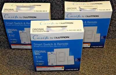 LOT of 3 Lutron Caseta Original Smart Switch & Remote P-PKG1WS-WH-R *NEW IN BOX*